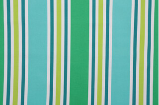 Aruba Stripe Printed Polyester Outdoor Fabric in Turquoise/Green