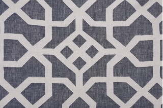 Trellis Damask Upholstery Fabric in Denim