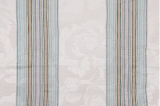Scalamandre Damasco Imberline Damask Decorator Fabric in White/Aqua