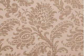 Scalamandre Bibliotheque Chenille Damask Upholstery Fabric in Topaz