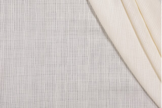 Grey Watkins Sheer Gridlock Drapery Fabric in Ecru
