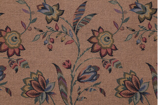 Scalamandre Gobelin Tapestry Upholstery Fabric in Green/Blue/Brown on Cocoa