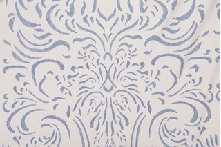 Fonthill Pushkin Damask Hand-Printed Wool Drapery Fabric in Eclipse