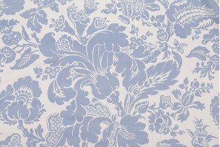Fonthill Elizabeth Damask Hand-Printed Wool Drapery Fabric in Eclipse