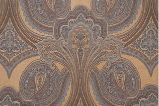 Scalamandre Paisley Tapestry Upholstery Fabric in Blue/Gold