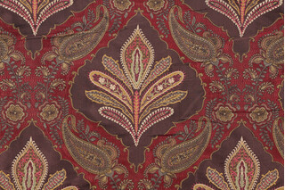 Scalamandre Silk Embroidered Decorator Fabric in Red/Multi
