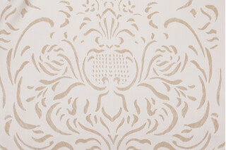 Fonthill Pushkin Damask Hand-Printed Wool Drapery Fabric in Almond