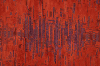 Abstract Velvet Upholstery Fabric in Orange/Bordeaux