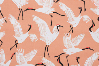 Novogratz Cranes Printed Polyester Outdoor Fabric in Coral