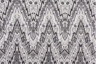 Williamsburg Bray Flamestitch Printed Cotton Drapery Fabric in Black Orchid