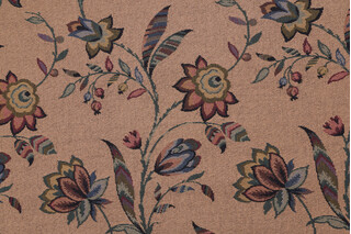 Scalamandre Gobelin Tapestry Upholstery Fabric in Green/Blue/Brown on Cocoa
