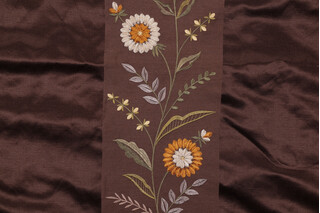 Scalamandre Kenya Embroidered Decorator Fabric in Ganache