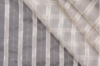 Fonthill Crawford Stripe Sheer Silk Drapery Fabric in Natural