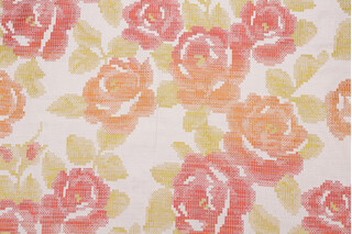 Wild Rose Tapestry Upholstery Fabric in Citrus