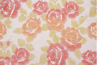 Wild Rose Tapestry Upholstery Fabric in Citrus