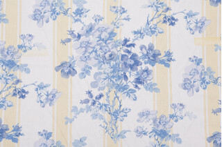 Burgess Floral Printed Drapery Fabric in Blue