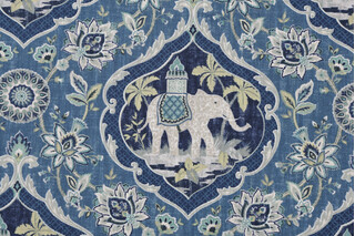 Mill Creek Sanaya Printed Cotton Drapery Fabric in Denim