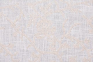 Whistler Semi-Sheer Embroidered Drapery Fabric in Snowflake