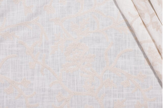 Whistler Semi-Sheer Embroidered Drapery Fabric in Snowflake