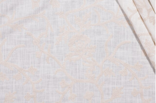 Whistler Semi-Sheer Embroidered Drapery Fabric in Snowflake