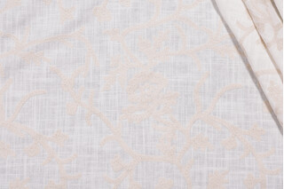 Whistler Semi-Sheer Embroidered Drapery Fabric in Snowflake