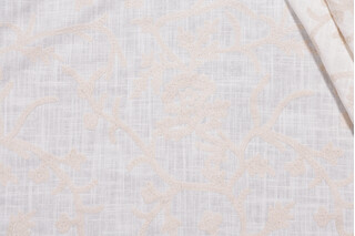 1 Yard Whistler Semi-Sheer Embroidered Drapery Fabric in Snowflake