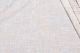 Whistler Semi-Sheer Embroidered Drapery Fabric in Snowflake