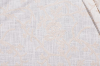 Whistler Semi-Sheer Embroidered Drapery Fabric in Snowflake