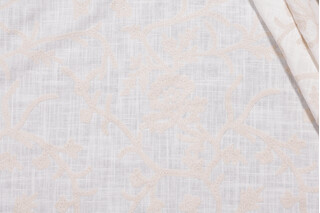 Whistler Semi-Sheer Embroidered Drapery Fabric in Snowflake