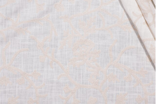 Whistler Semi-Sheer Embroidered Drapery Fabric in Snowflake