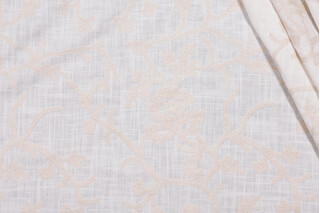 Whistler Semi-Sheer Embroidered Drapery Fabric in Snowflake