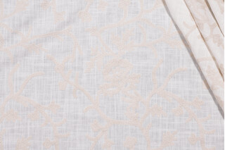 Whistler Semi-Sheer Embroidered Drapery Fabric in Snowflake