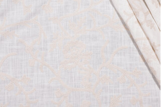 Whistler Semi-Sheer Embroidered Drapery Fabric in Snowflake
