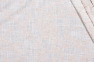 Whistler Semi-Sheer Embroidered Drapery Fabric in Snowflake