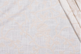 1 Yard Whistler Semi-Sheer Embroidered Drapery Fabric in Snowflake