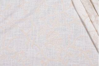 Whistler Semi-Sheer Embroidered Drapery Fabric in Snowflake