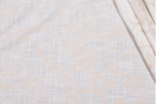 1 Yard Whistler Semi-Sheer Embroidered Drapery Fabric in Snowflake