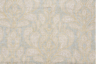 Mill Creek Trousseau Paisley Printed Linen Blend Drapery Fabric in Mist