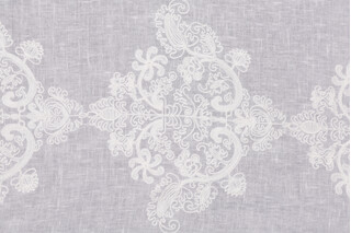 Kendall Sheer Embroidered Drapery Fabric in Ivory