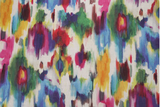 Home Accents Aurora Ikat Printed Linen Drapery Fabric in Multi by Ronnie Gold