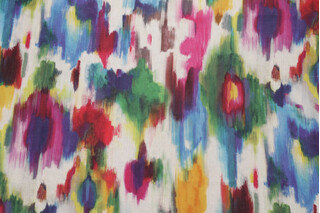 Home Accents Aurora Ikat Printed Linen Drapery Fabric in Multi by Ronnie Gold