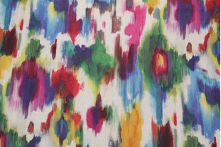 Home Accents Aurora Ikat Printed Linen Drapery Fabric in Multi by Ronnie Gold