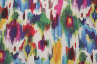 Home Accents Aurora Ikat Printed Linen Drapery Fabric in Multi by Ronnie Gold