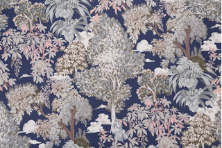 Hamilton Gifford Printed Cotton Drapery Fabric in Navy 