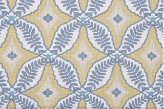 Hamilton Landon Printed & Embroidered Cotton Drapery Fabric in Cornsilk 