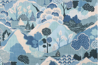 Covington Washburn Printed Cotton Drapery Fabric in 524-Mediterranean Blue