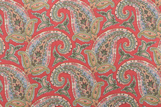 Robert Allen New Paisley Printed Cotton Drapery Fabric in Coral