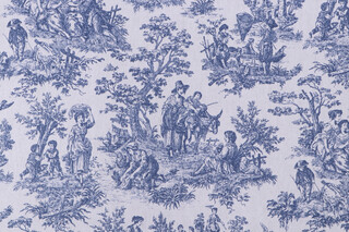 Waverly Rustic Life Printed Cotton Drapery Fabric in Indigo