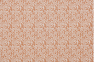 Fonthill Coral Printed Linen Drapery Fabric in Brown