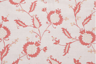 1 Yard Fabricut Bosser Embroidered Drapery Fabric in Rouge